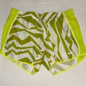 Nike Women's Lime and White Patterned Shorts